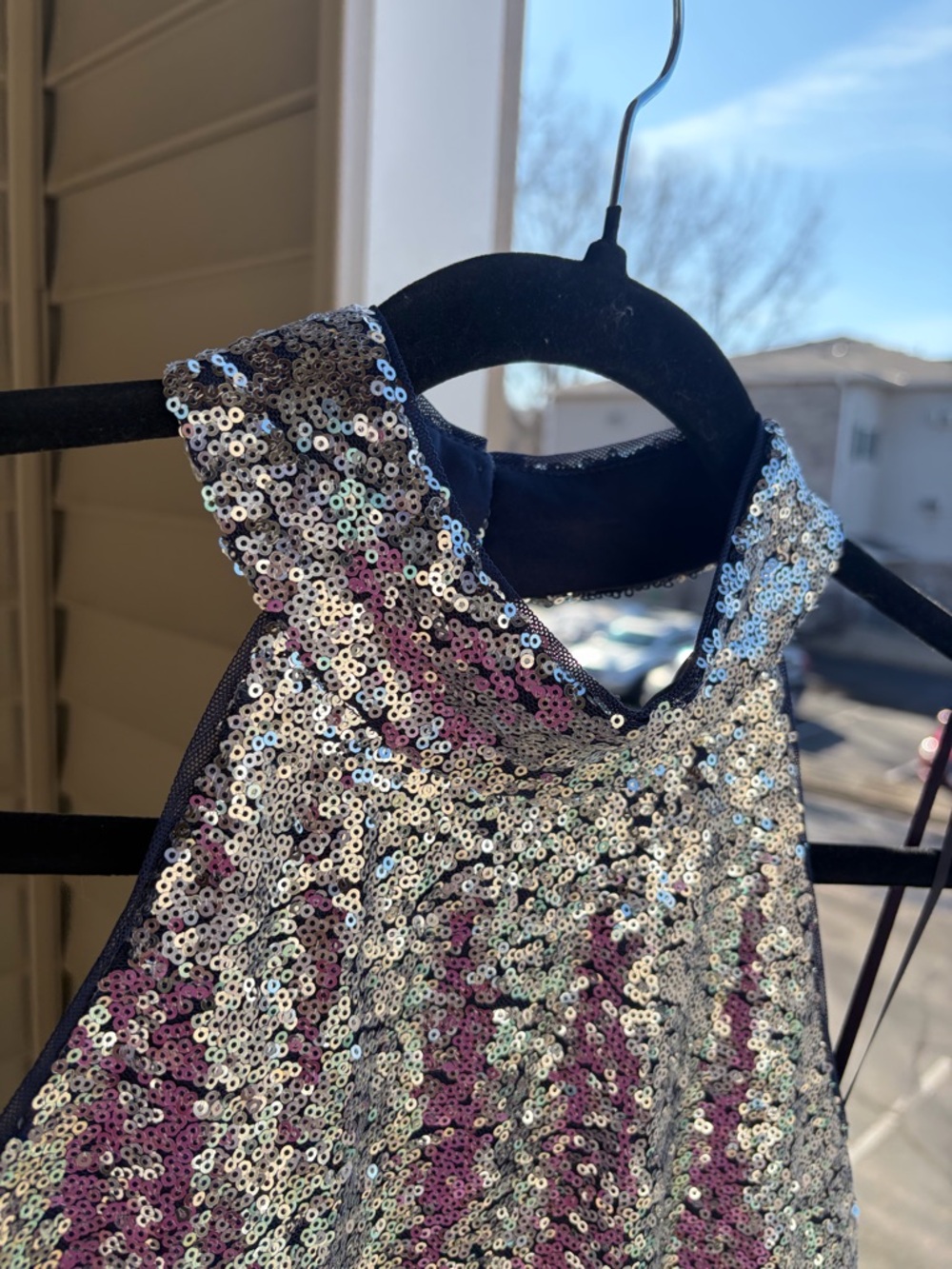 🆕✨Badgley Mischka Sequin Cocktail Dress Size 12 Blue Black Mini Party Glam Dress - Picture 9 of 17